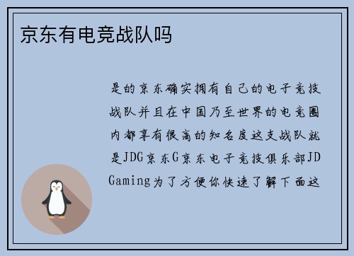 京东有电竞战队吗